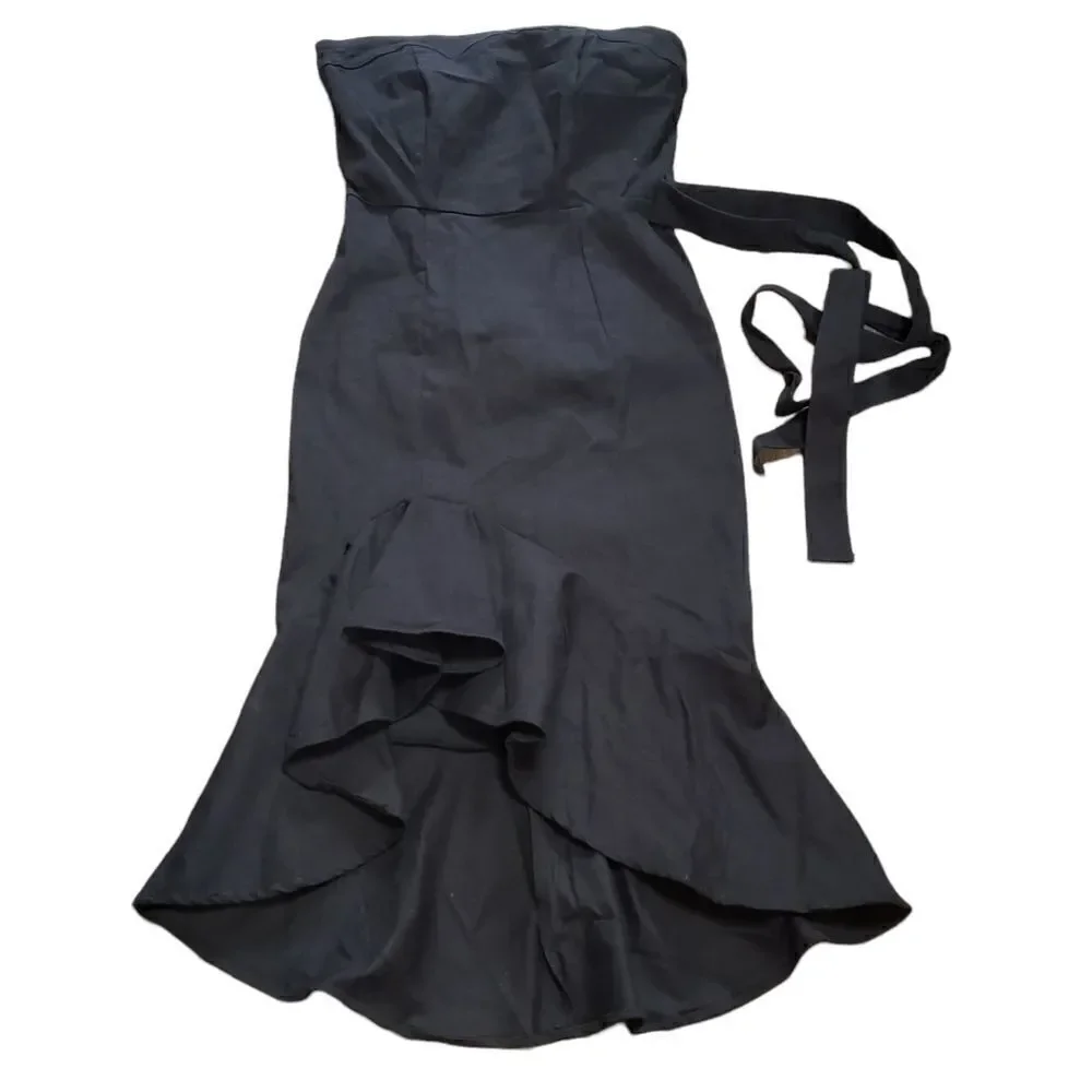 VICI Presentation Cotton Strapless Ruffles Midi Dress MEDIUM - Picture 14 of 16